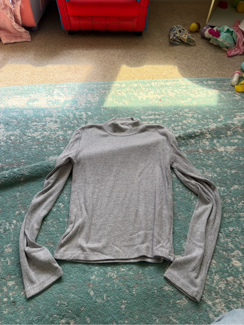 Zara Light Gray Long-Sleeve Mock Neck Top